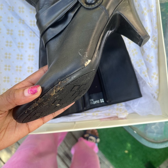 Naturalizer N5 Comfort Boba Black Below Knee High Heeled Boots SZ: 7 w/ Shoe Box - Picture 4 of 12
